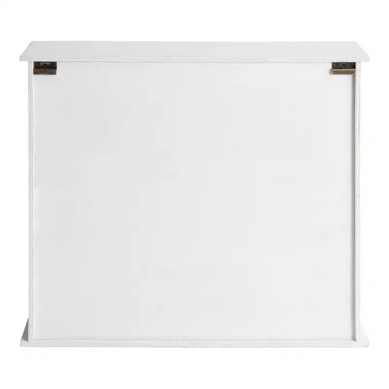 Kate & Laurel All Things Decor 30" x 28" Barnhardt Decorative Wooden Wall Cabinet with 2 Sliding Glass Doors White: 3-Tier Storage