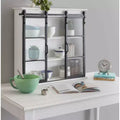 Kate & Laurel All Things Decor 30" x 28" Barnhardt Decorative Wooden Wall Cabinet with 2 Sliding Glass Doors White: 3-Tier Storage