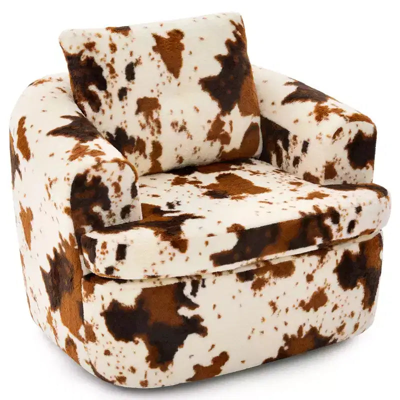 Whisen 36.6 Swivel Sofa Chair, Swivel Round Chair & Couch with Dual-layer Cushion Design