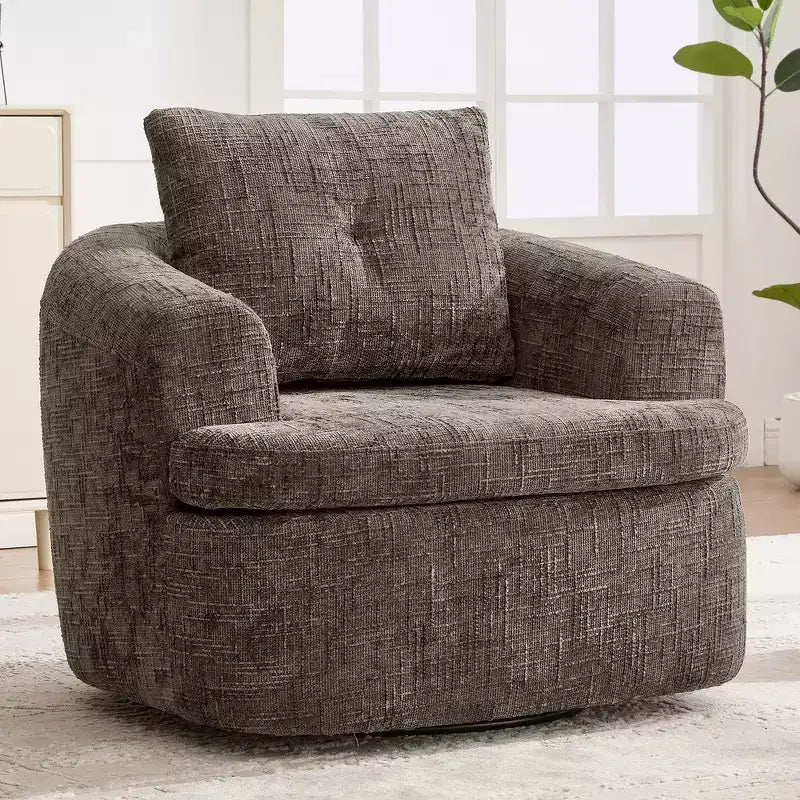 Whisen 36.6 Swivel Sofa Chair, Swivel Round Chair & Couch with Dual-layer Cushion Design