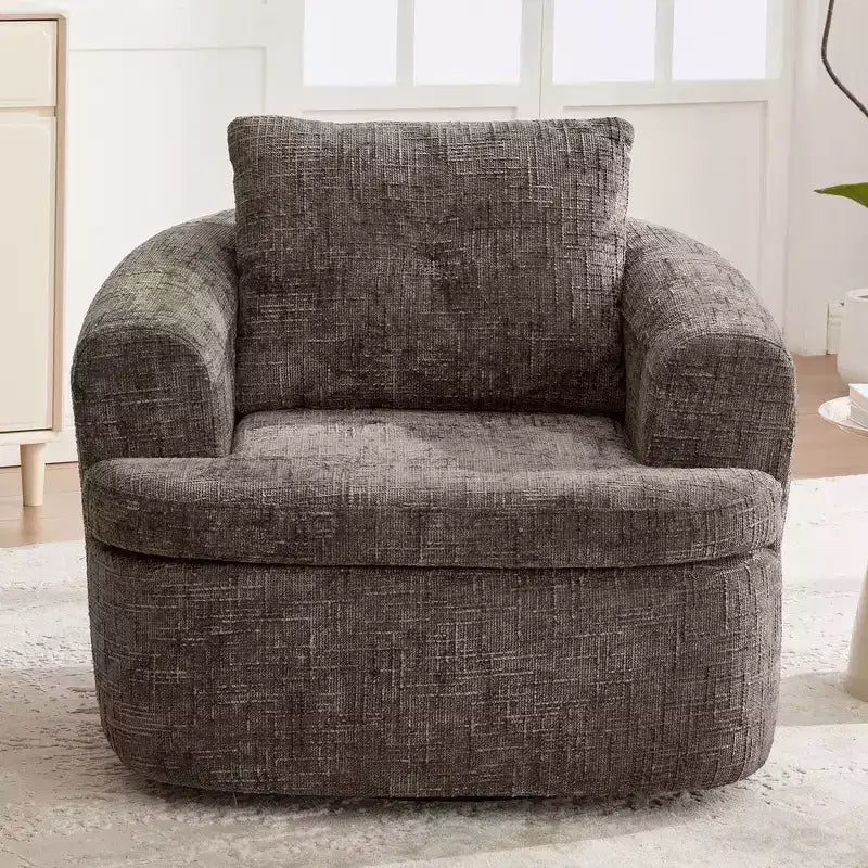 Whisen 36.6 Swivel Sofa Chair, Swivel Round Chair & Couch with Dual-layer Cushion Design