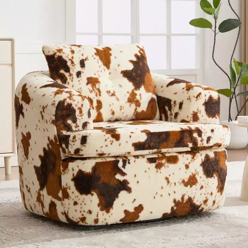 Whisen 36.6 Swivel Sofa Chair, Swivel Round Chair & Couch with Dual-layer Cushion Design