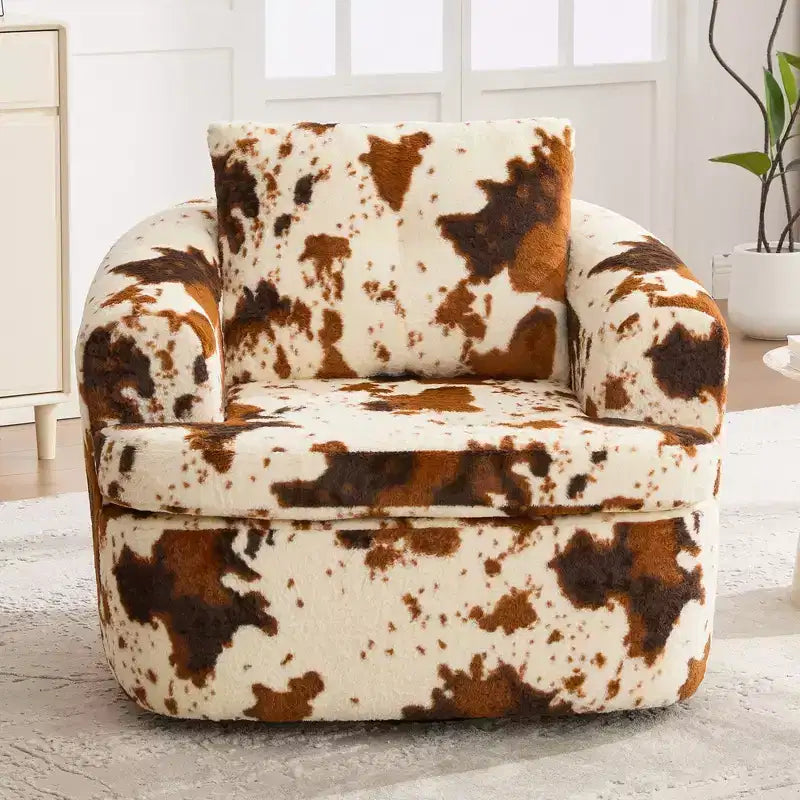 Whisen 36.6 Swivel Sofa Chair, Swivel Round Chair & Couch with Dual-layer Cushion Design