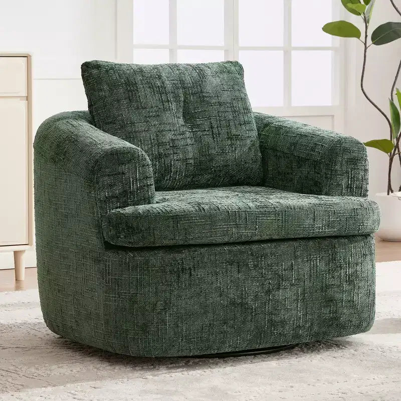 Whisen 36.6 Swivel Sofa Chair, Swivel Round Chair & Couch with Dual-layer Cushion Design