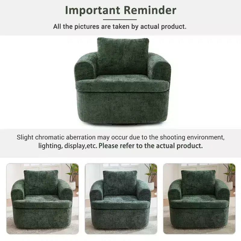 Whisen 36.6 Swivel Sofa Chair, Swivel Round Chair & Couch with Dual-layer Cushion Design