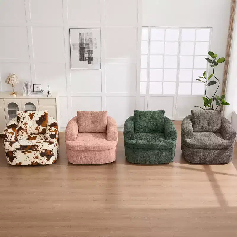 Whisen 36.6 Swivel Sofa Chair, Swivel Round Chair & Couch with Dual-layer Cushion Design