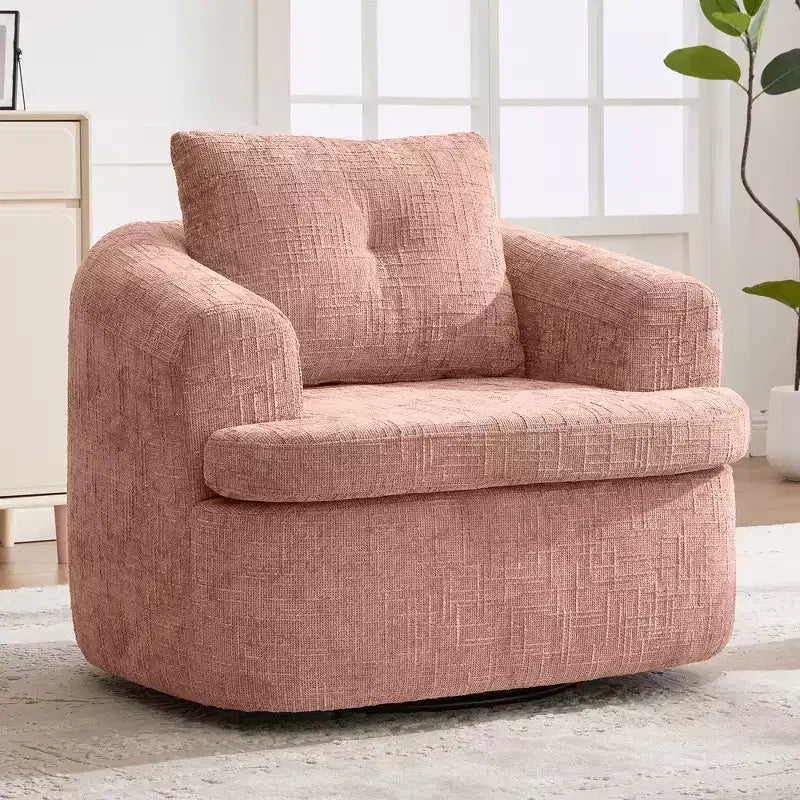 Whisen 36.6 Swivel Sofa Chair, Swivel Round Chair & Couch with Dual-layer Cushion Design