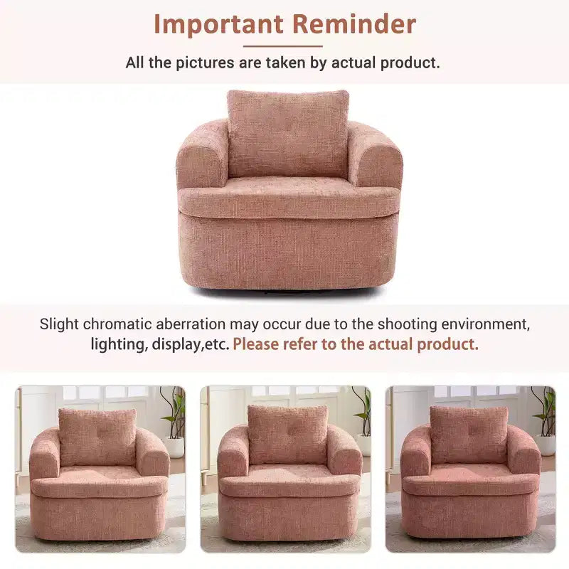 Whisen 36.6 Swivel Sofa Chair, Swivel Round Chair & Couch with Dual-layer Cushion Design