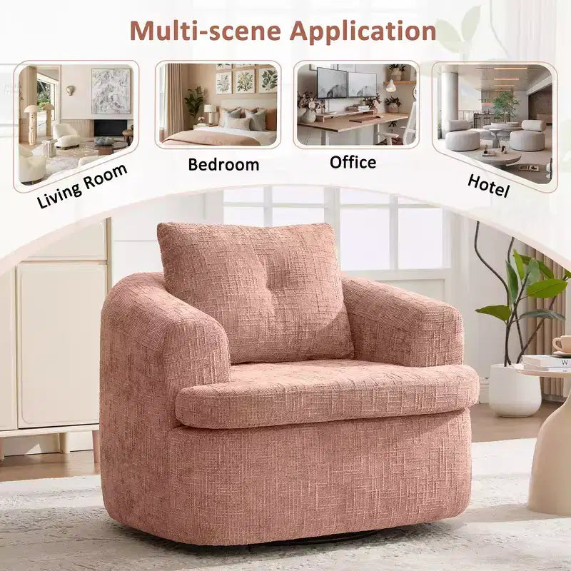 Whisen 36.6 Swivel Sofa Chair, Swivel Round Chair & Couch with Dual-layer Cushion Design