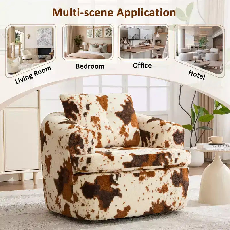 Whisen 36.6 Swivel Sofa Chair, Swivel Round Chair & Couch with Dual-layer Cushion Design