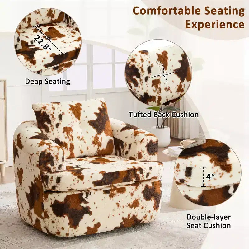 Whisen 36.6 Swivel Sofa Chair, Swivel Round Chair & Couch with Dual-layer Cushion Design