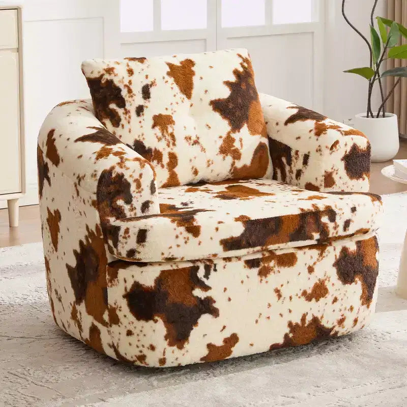 Whisen 36.6 Swivel Sofa Chair, Swivel Round Chair & Couch with Dual-layer Cushion Design