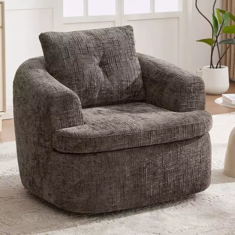 Whisen 36.6 Swivel Sofa Chair, Swivel Round Chair & Couch with Dual-layer Cushion Design