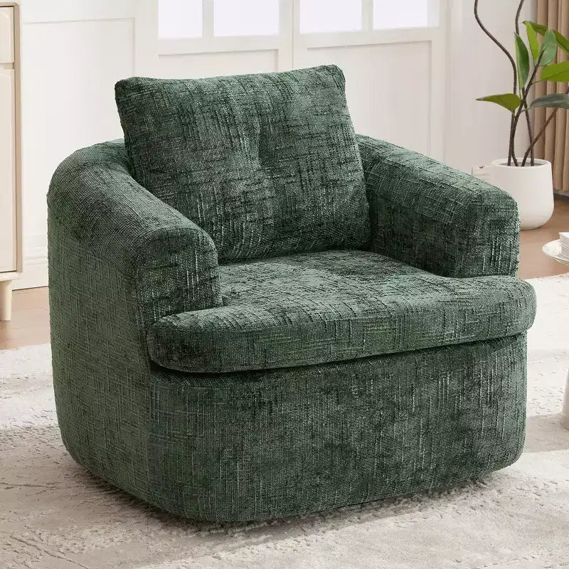 Whisen 36.6 Swivel Sofa Chair, Swivel Round Chair & Couch with Dual-layer Cushion Design