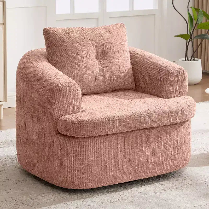 Whisen 36.6 Swivel Sofa Chair, Swivel Round Chair & Couch with Dual-layer Cushion Design