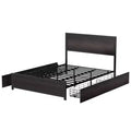 COZONY Platform Bed with 4 Storage Drawers, Charging Station Riveted Headboard No Box Spring