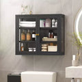 Bekrvio Wall Mounted Display Cabinet with Glass Doors, Adjustable Shelves, Steel Frame Storage Cabinet for Bathroom, Kitchen or Living Room