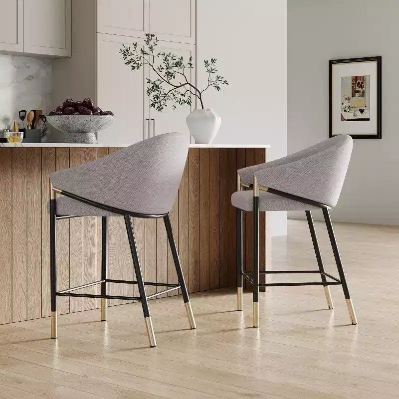 Christopher Knight Home Kalysta Modern Metal Upholstered Counter Stools with Curved Armrests (Set of 2)
