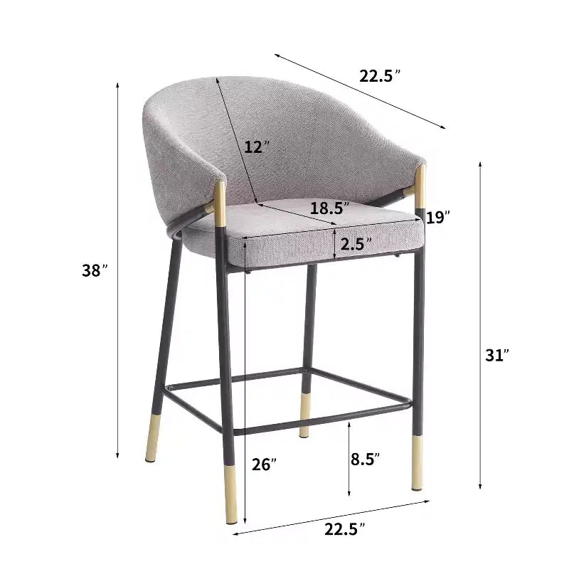 Christopher Knight Home Kalysta Modern Metal Upholstered Counter Stools with Curved Armrests (Set of 2)