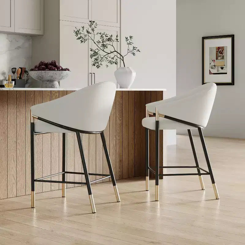 Christopher Knight Home Kalysta Modern Metal Upholstered Counter Stools with Curved Armrests (Set of 2)