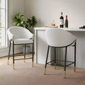 Christopher Knight Home Kalysta Modern Metal Upholstered Counter Stools with Curved Armrests (Set of 2)