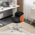 Karl Home Modern PU Swivel Chair Armless No Wheel Adjustable Height Office Desk Chair With Baskest Support in black and brown