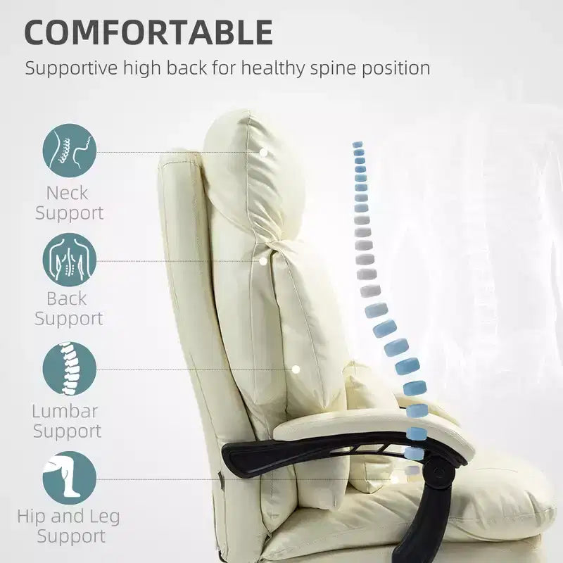 Overstuffed Office Chair, High Back Desk Chair with Foot Rest, Reclining PU Leather Computer Chair