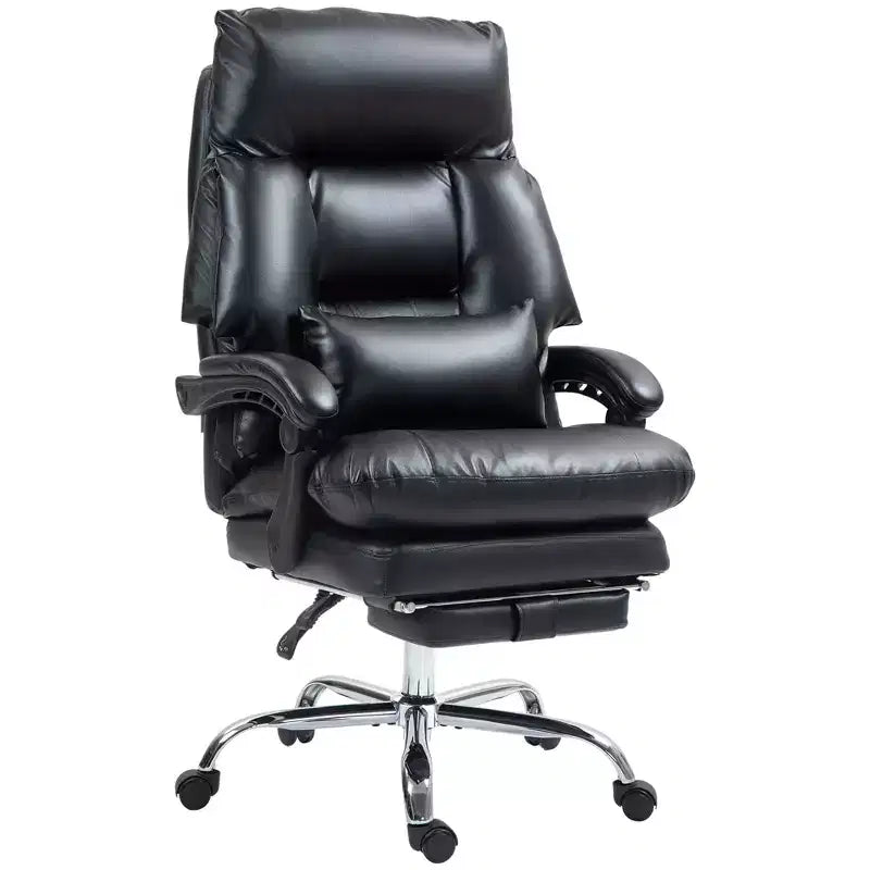 Overstuffed Office Chair, High Back Desk Chair with Foot Rest, Reclining PU Leather Computer Chair