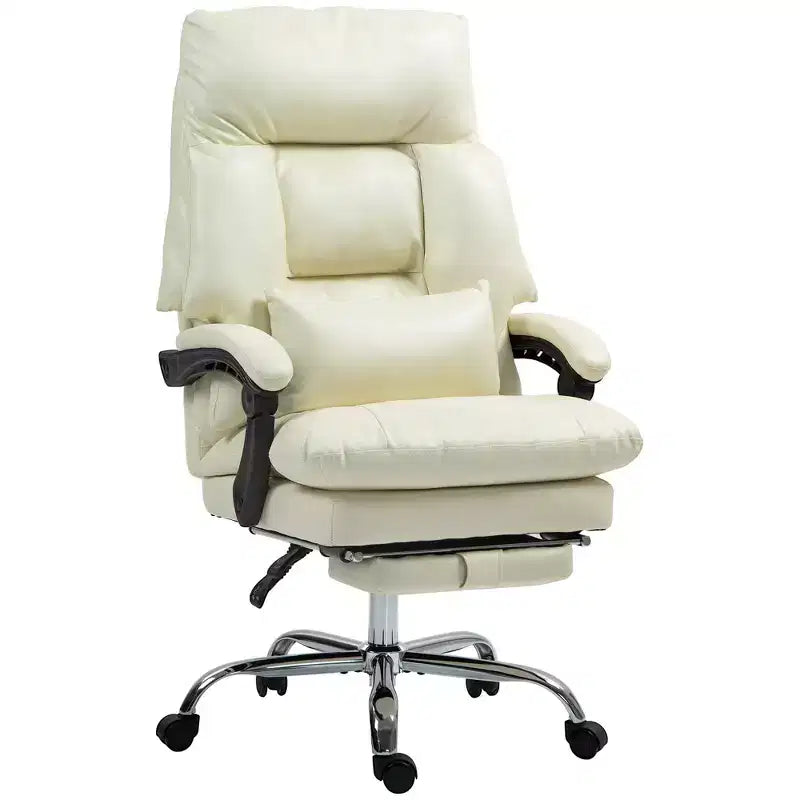Overstuffed Office Chair, High Back Desk Chair with Foot Rest, Reclining PU Leather Computer Chair