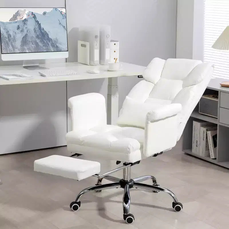 Executive Office Chair with Footrest and Lumbar Support, PU Leather Desk Chair, Ergonomic, Reclining and Swivel