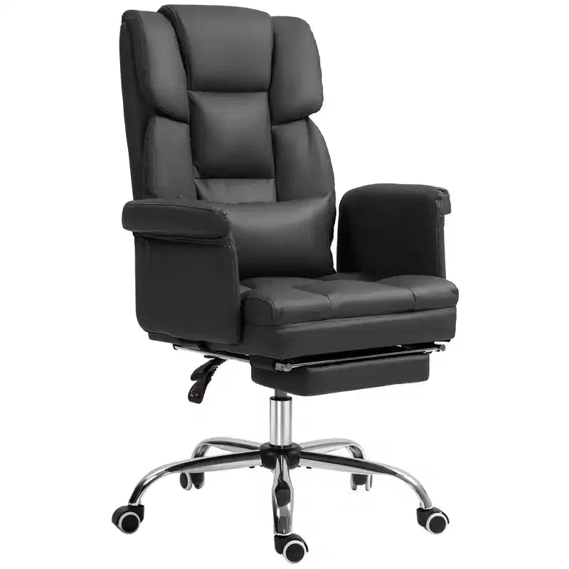Executive Office Chair with Footrest and Lumbar Support, PU Leather Desk Chair, Ergonomic, Reclining and Swivel