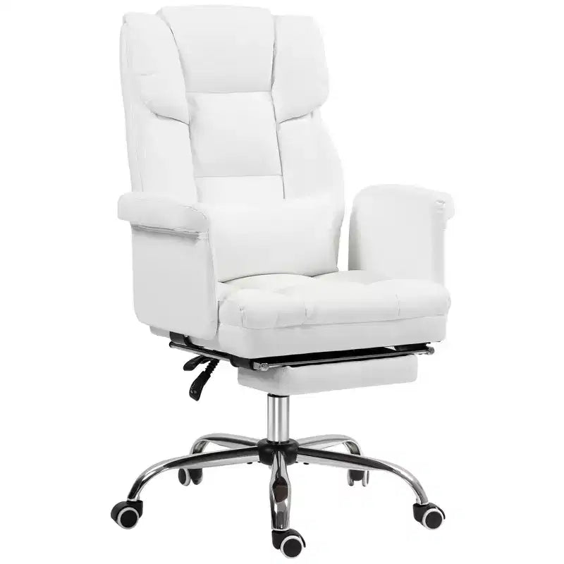 Executive Office Chair with Footrest and Lumbar Support, PU Leather Desk Chair, Ergonomic, Reclining and Swivel
