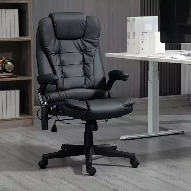Massage Office Chair, Heated Reclining Computer Chair with 6 Vibration Points, Armrest and Remote