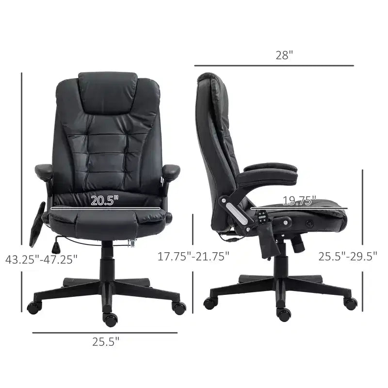 Massage Office Chair, Heated Reclining Computer Chair with 6 Vibration Points, Armrest and Remote