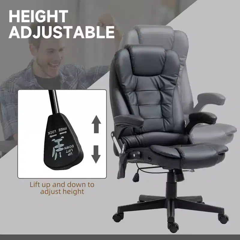 Massage Office Chair, Heated Reclining Computer Chair with 6 Vibration Points, Armrest and Remote