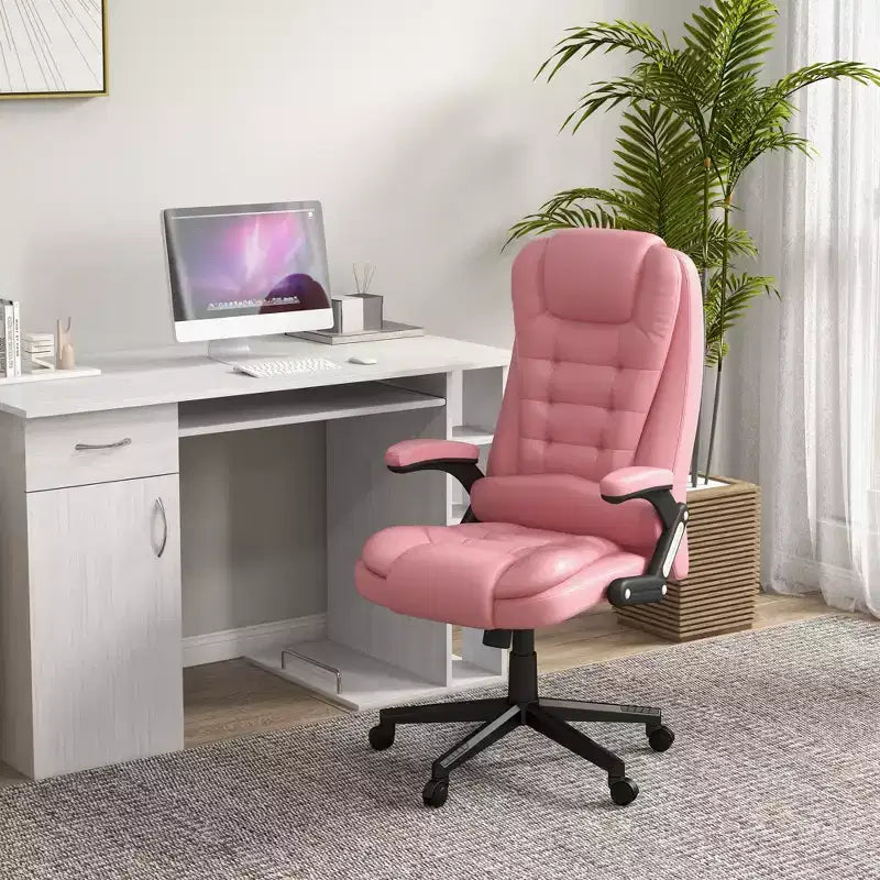 Massage Office Chair, Heated Reclining Computer Chair with 6 Vibration Points, Armrest and Remote