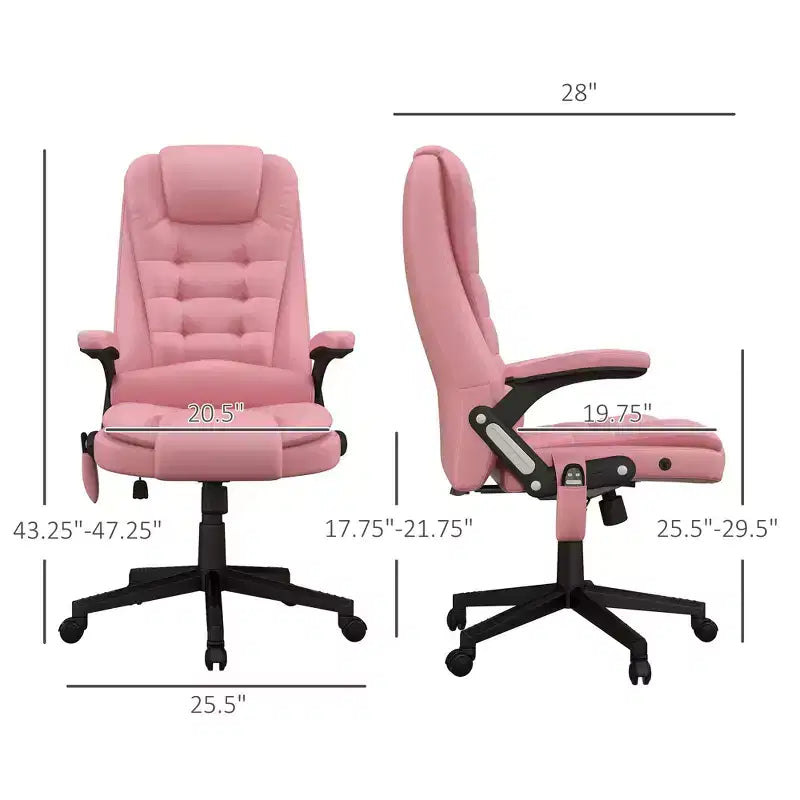 Massage Office Chair, Heated Reclining Computer Chair with 6 Vibration Points, Armrest and Remote