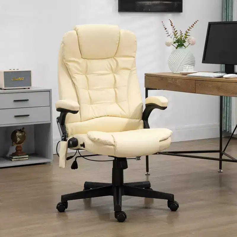 Massage Office Chair, Heated Reclining Computer Chair with 6 Vibration Points, Armrest and Remote