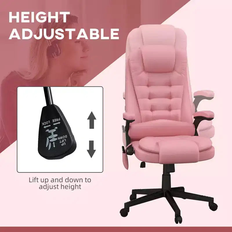 Massage Office Chair, Heated Reclining Computer Chair with 6 Vibration Points, Armrest and Remote