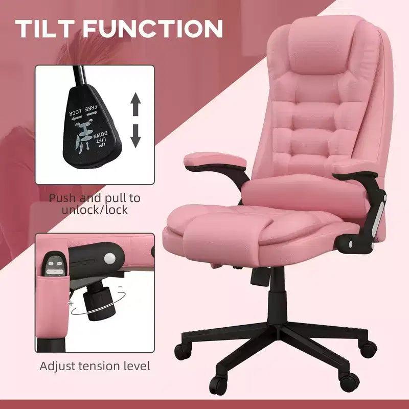 Massage Office Chair, Heated Reclining Computer Chair with 6 Vibration Points, Armrest and Remote