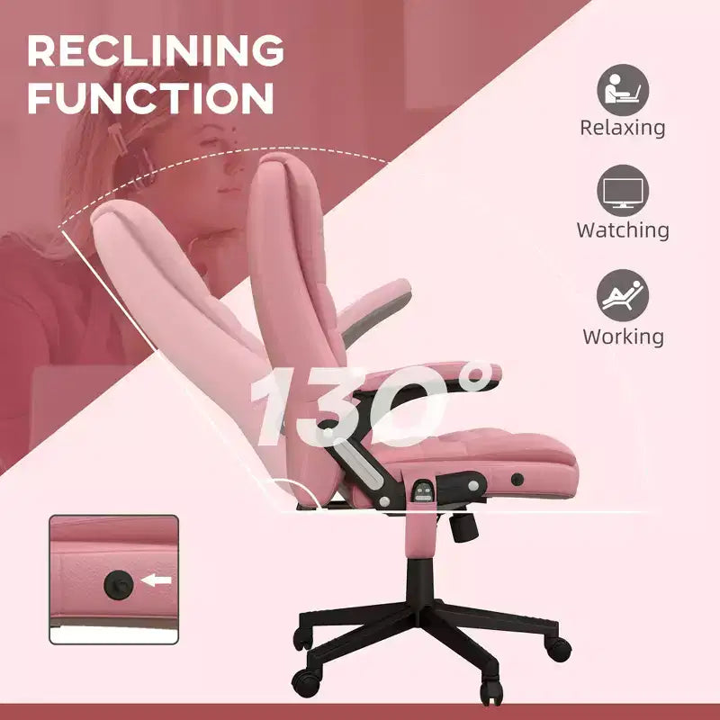 Massage Office Chair, Heated Reclining Computer Chair with 6 Vibration Points, Armrest and Remote