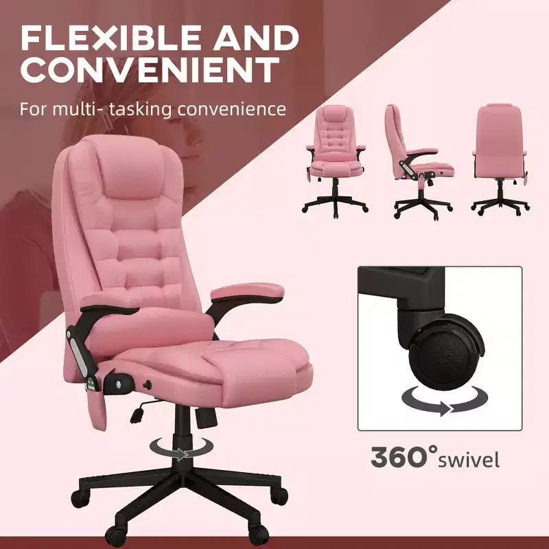 Massage Office Chair, Heated Reclining Computer Chair with 6 Vibration Points, Armrest and Remote