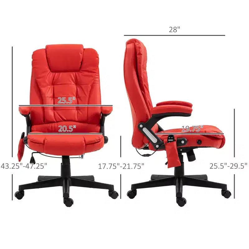 Massage Office Chair, Heated Reclining Computer Chair with 6 Vibration Points, Armrest and Remote