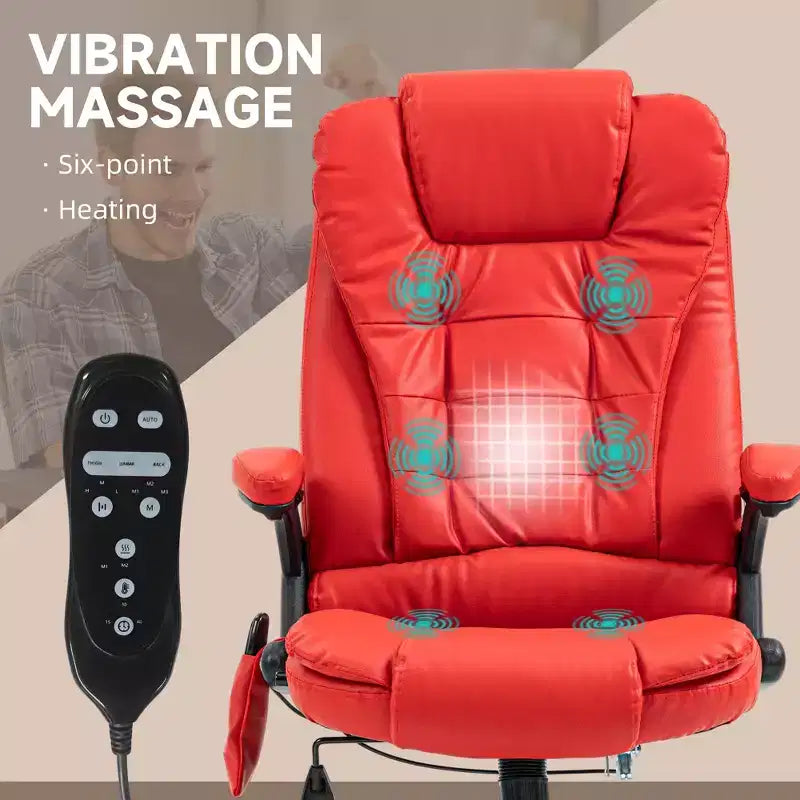 Massage Office Chair, Heated Reclining Computer Chair with 6 Vibration Points, Armrest and Remote