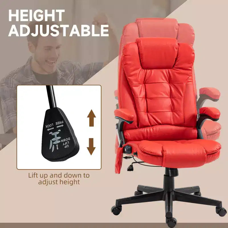 Massage Office Chair, Heated Reclining Computer Chair with 6 Vibration Points, Armrest and Remote