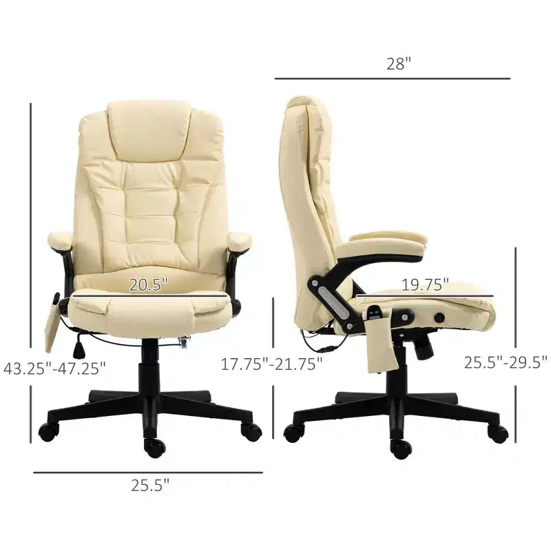 Massage Office Chair, Heated Reclining Computer Chair with 6 Vibration Points, Armrest and Remote