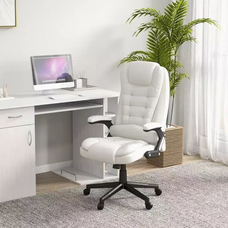 Massage Office Chair, Heated Reclining Computer Chair with 6 Vibration Points, Armrest and Remote