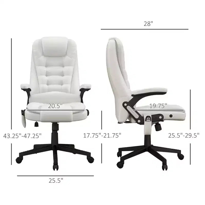 Massage Office Chair, Heated Reclining Computer Chair with 6 Vibration Points, Armrest and Remote