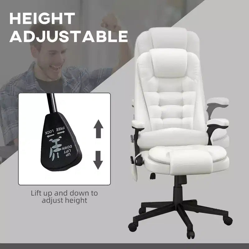 Massage Office Chair, Heated Reclining Computer Chair with 6 Vibration Points, Armrest and Remote