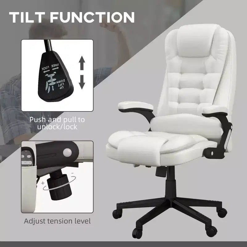 Massage Office Chair, Heated Reclining Computer Chair with 6 Vibration Points, Armrest and Remote
